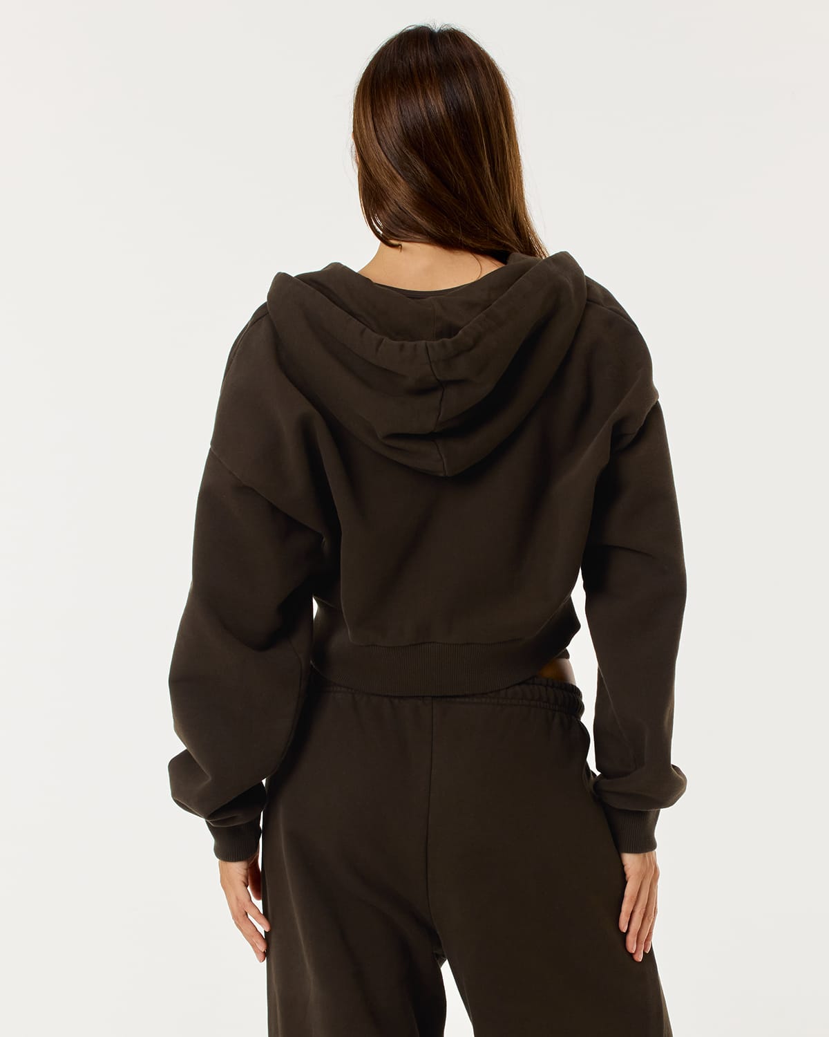 Cropped Zip Hoodie | Dark Chocolate