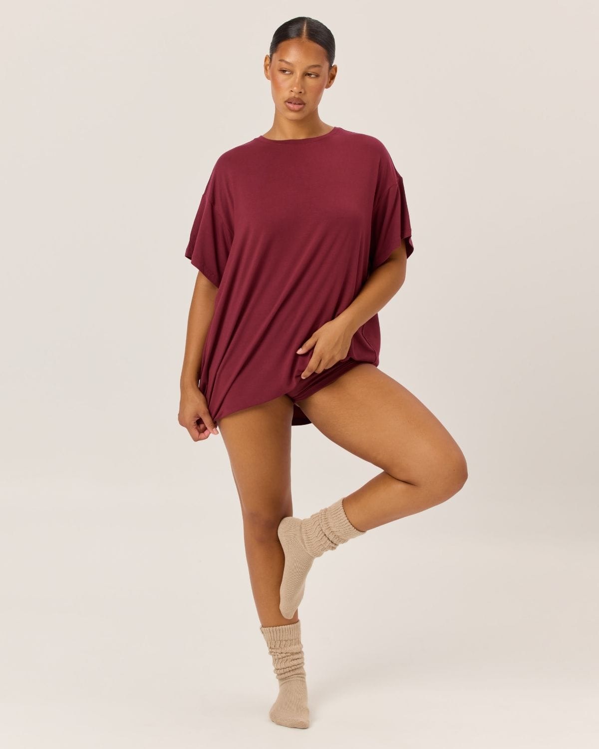 Oversized Sleep Tee | Burgundy
