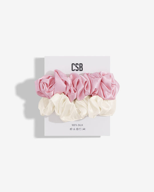 Silk Scrunchie 2 Pack | Vanilla/Blossom