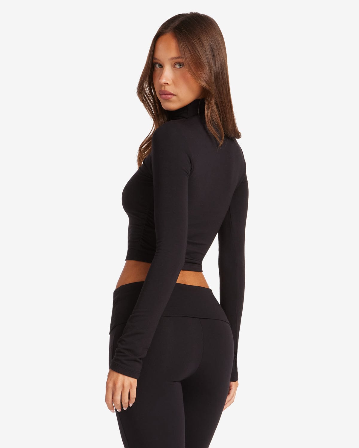 Long Sleeve Turtle Neck Top | Black