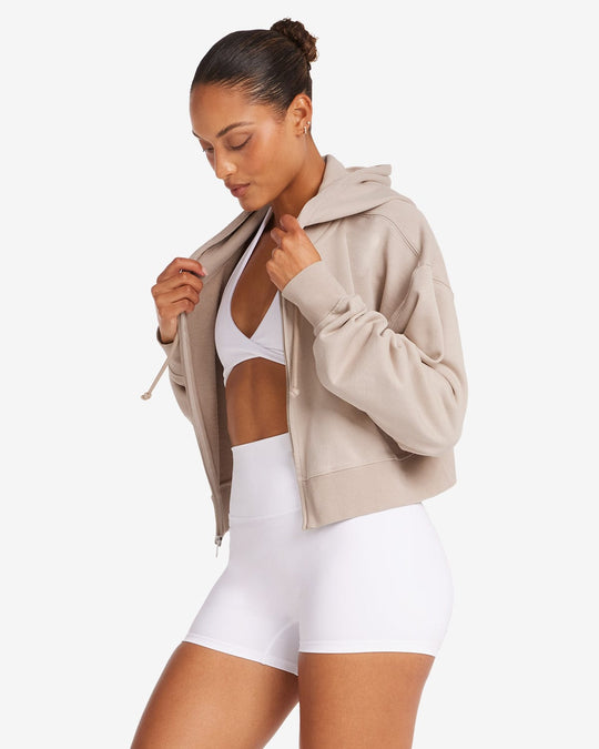 Cropped Boyfriend Zip Hoodie | Fawn