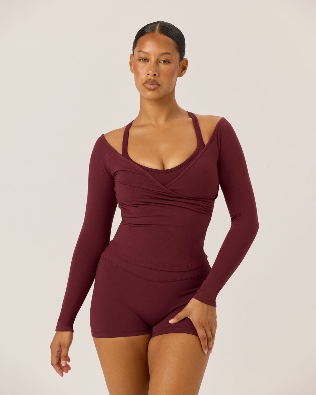 Off Shoulder Wrap Top | Burgundy