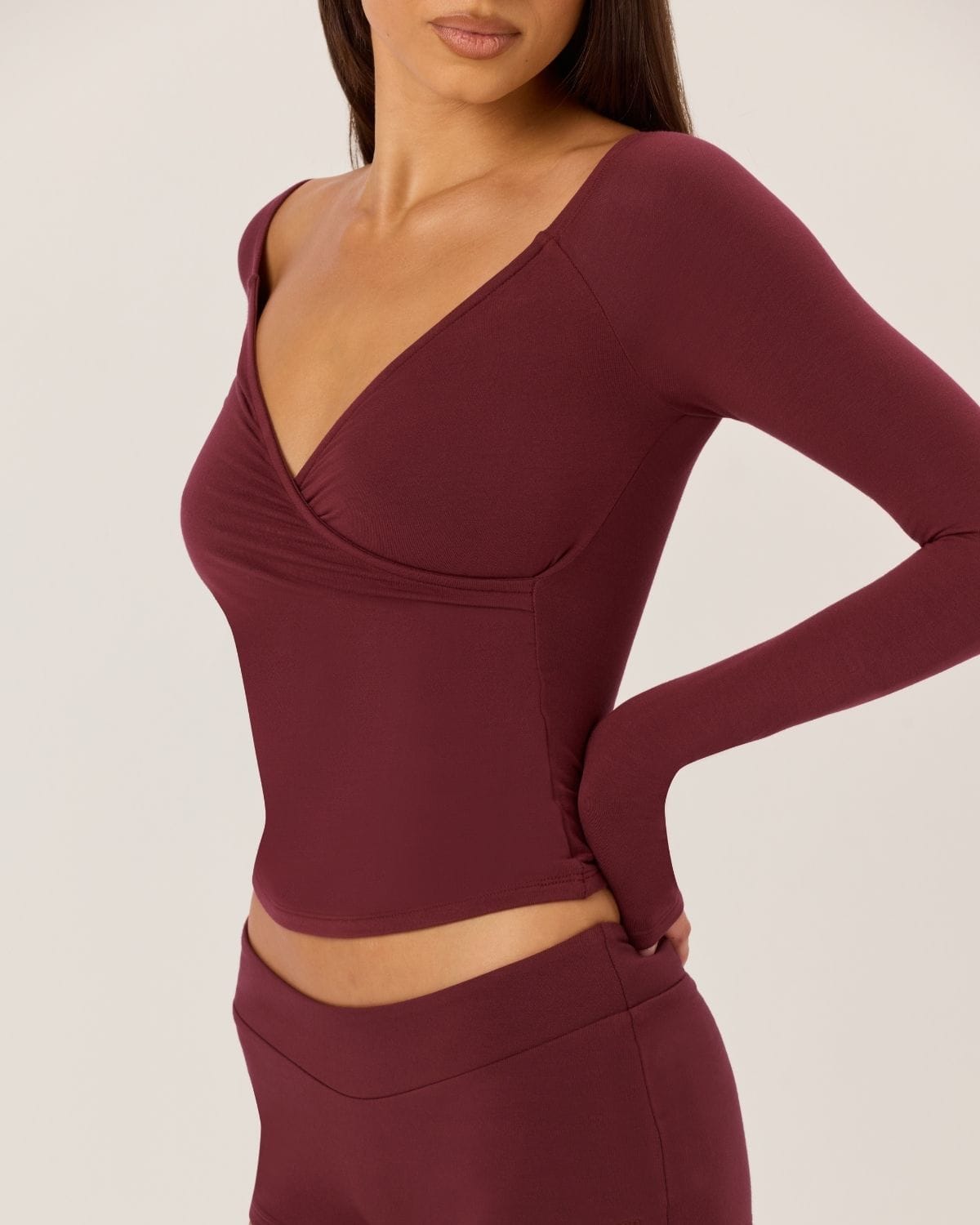 Off Shoulder Wrap Top | Burgundy