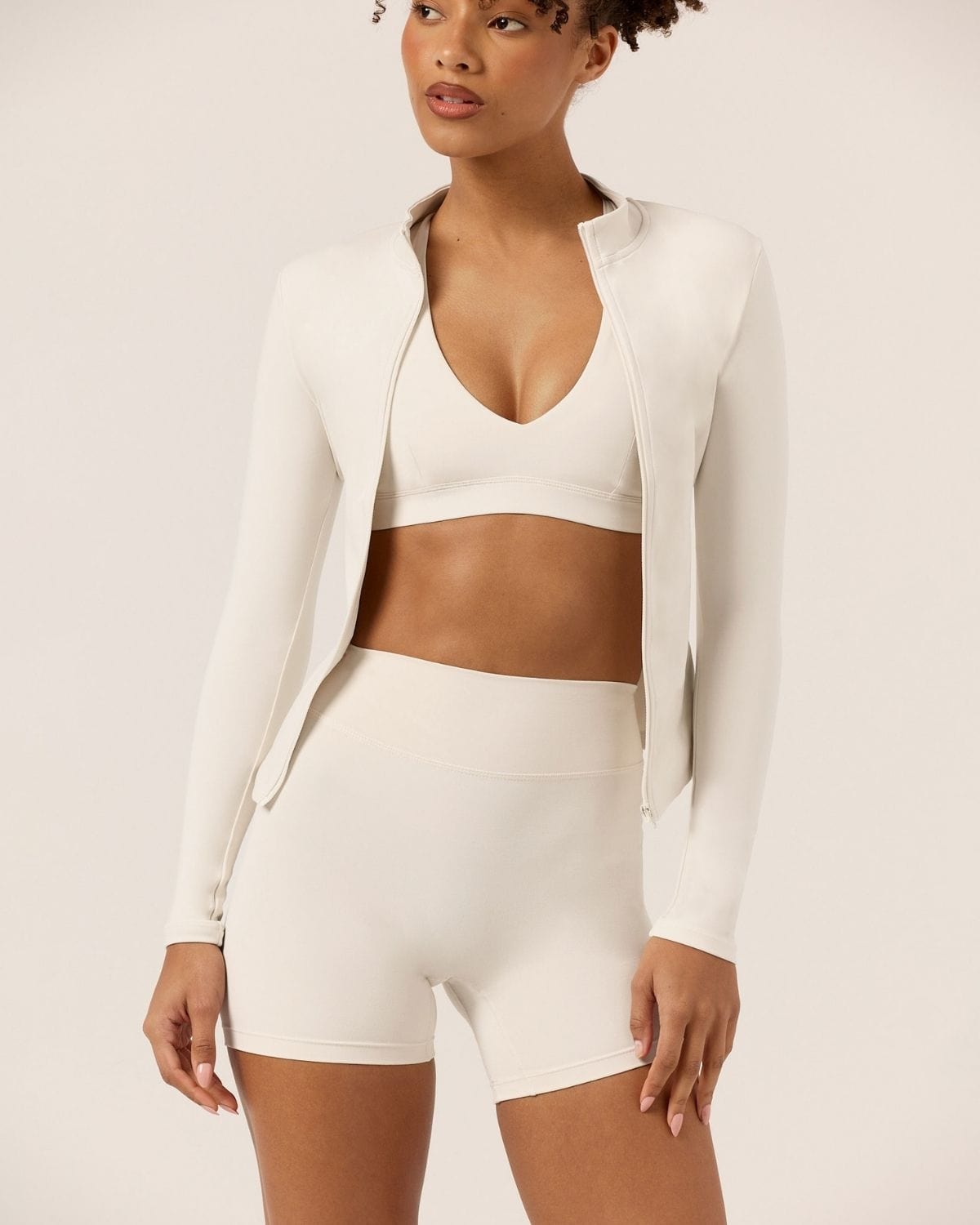 Serenity Longline Zip Up Jacket | Vanilla