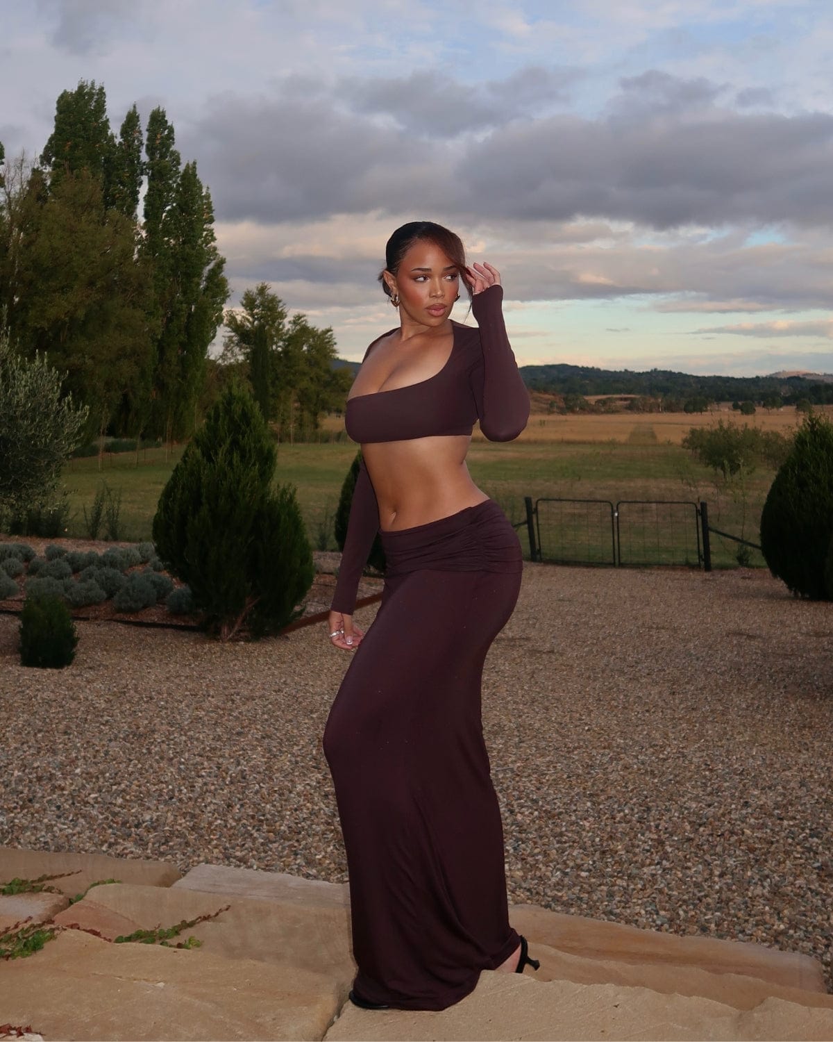 Foldover Maxi Skirt | Espresso