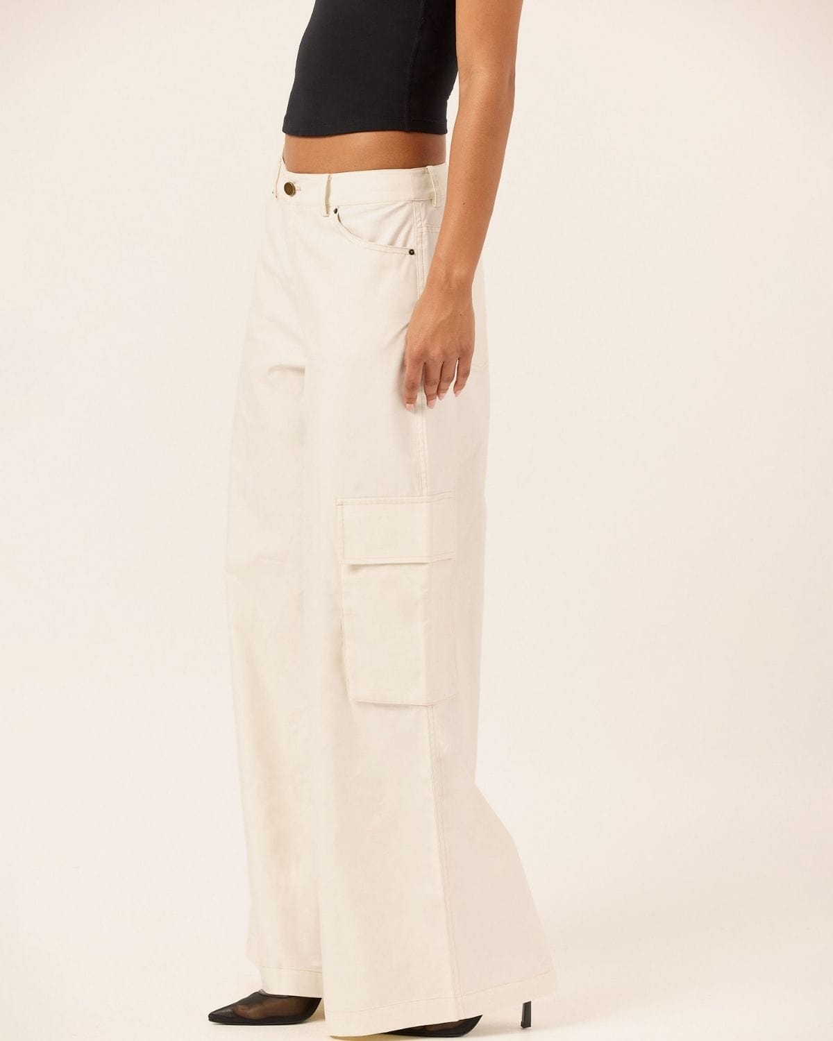 Wide Leg Cargo Pants | Vanilla