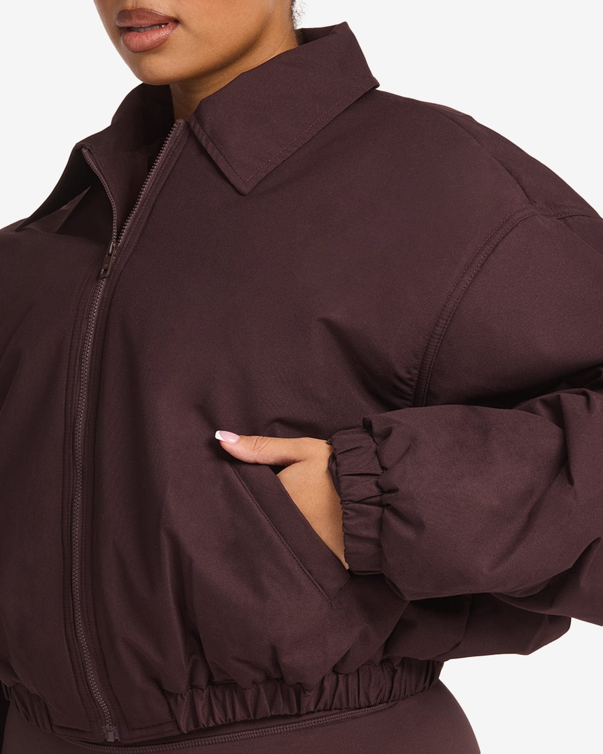 Cropped Oversized Bomber Jacket | Espresso