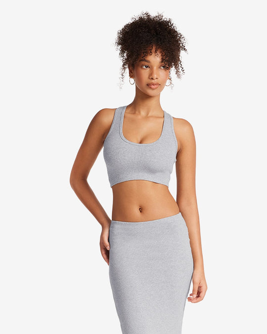 Rib Cropped Tank | Cloud Marl