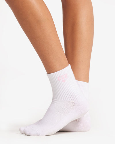 Quarter crew length socks with Limited edition CSB heart logo, one size fits all