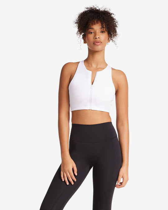 Activluxe Dawn Zip Crop | White