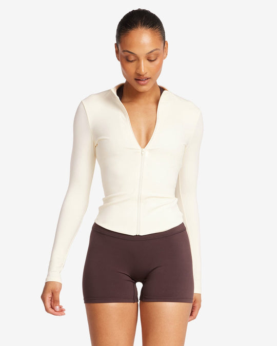 Serenity Longline Zip Up Jacket | Buttercream