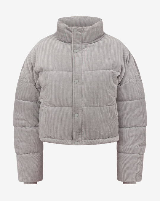 Corduroy Cropped Puffer Jacket | Grey