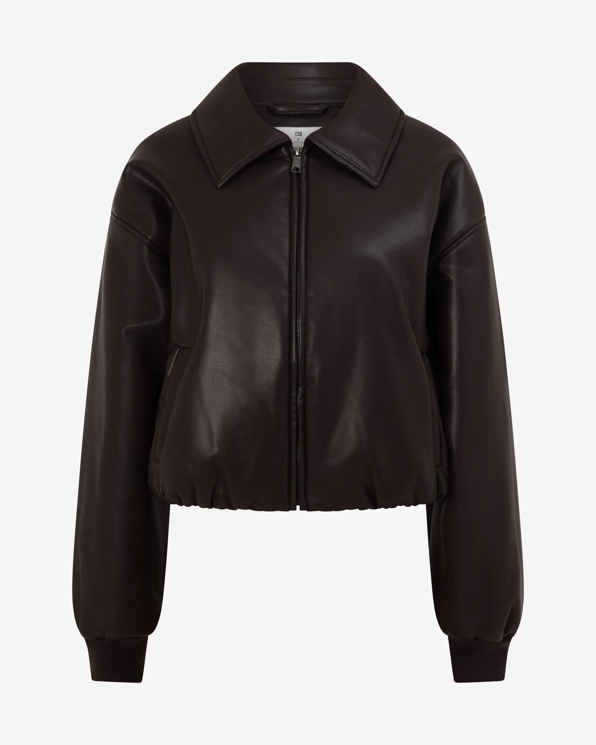 Faux Leather Bomber Jacket | Dark Chocolate
