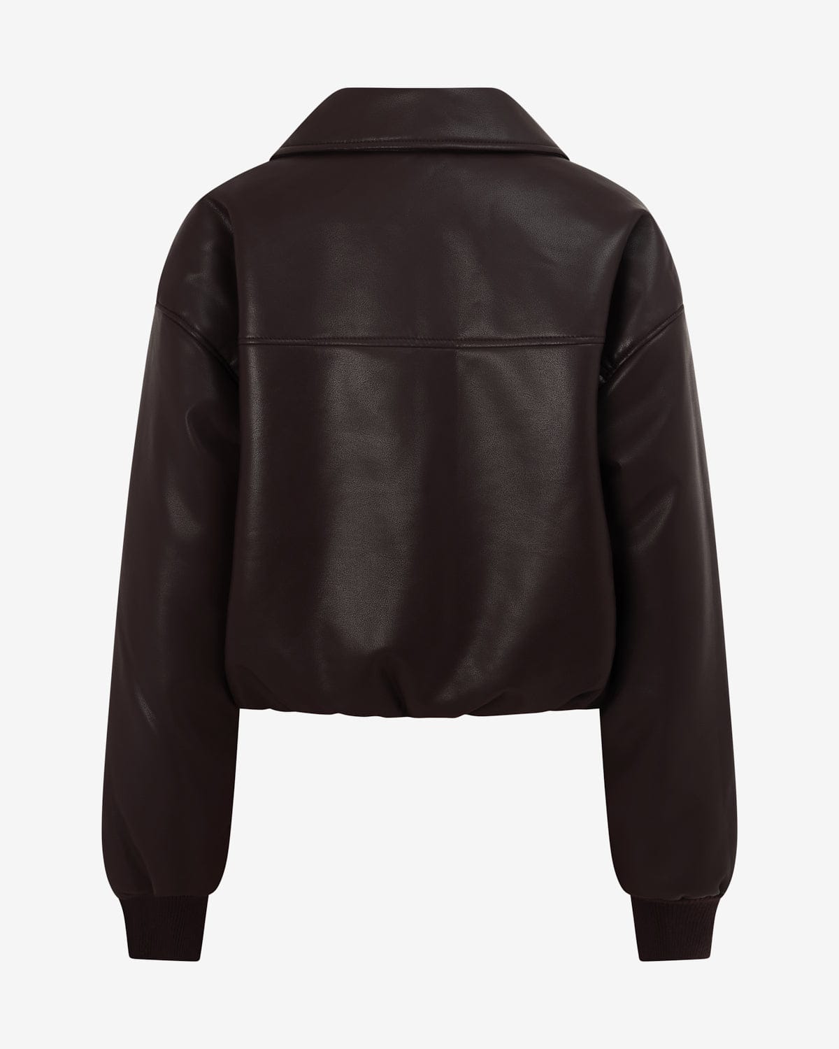 Faux Leather Bomber Jacket | Dark Chocolate