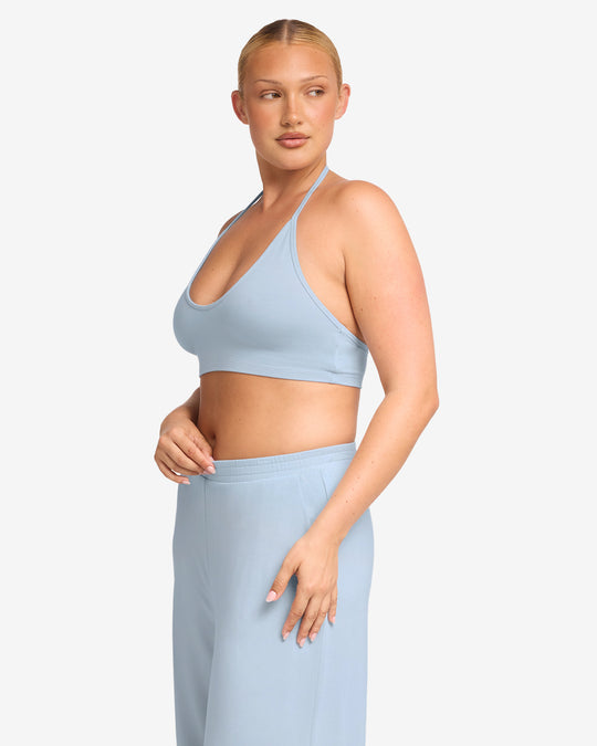 Halter Neck Crop | Dusty Blue