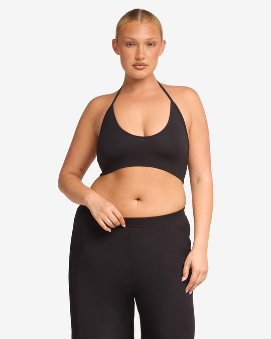 Halter Neck Crop | Black