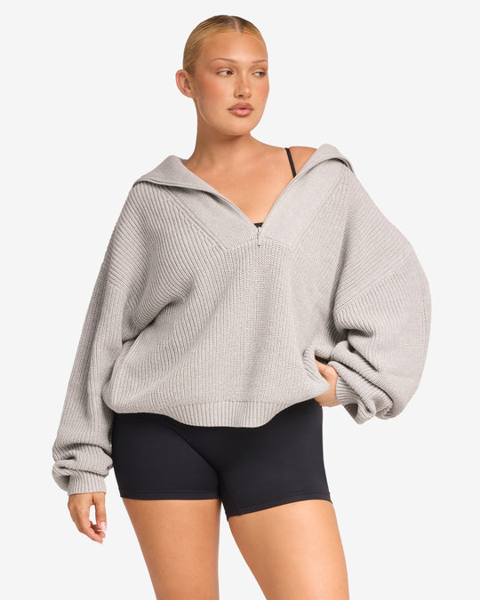 IM Oversized Knit Sweater | Grey Marl