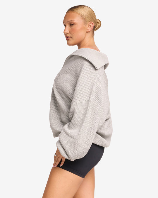 IM Oversized Knit Sweater | Grey Marl