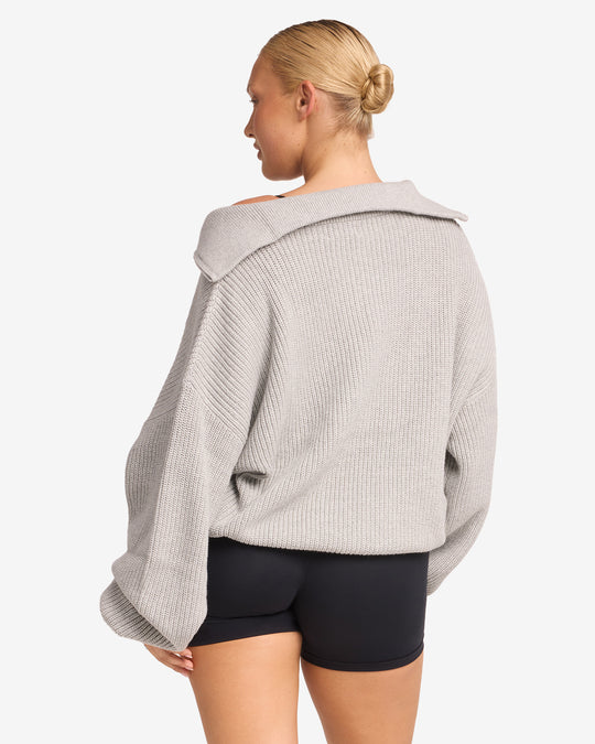 IM Oversized Knit Sweater | Grey Marl