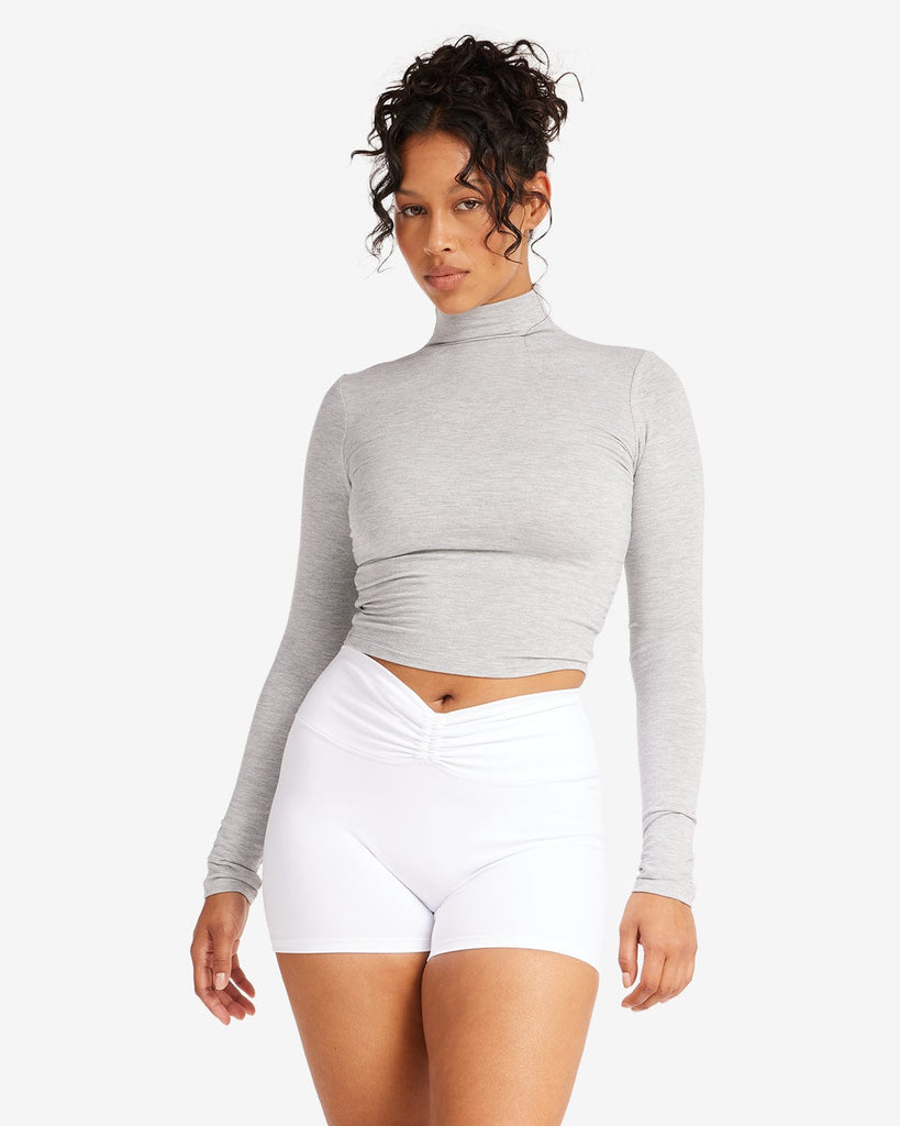 Grey turtleneck crop outlet top