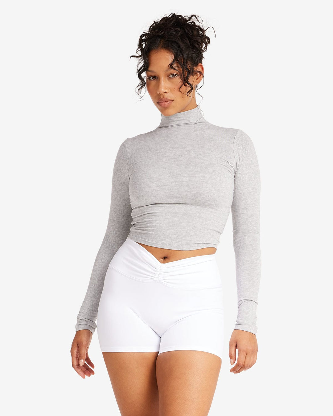 Long sleeve turtleneck cropped top best sale