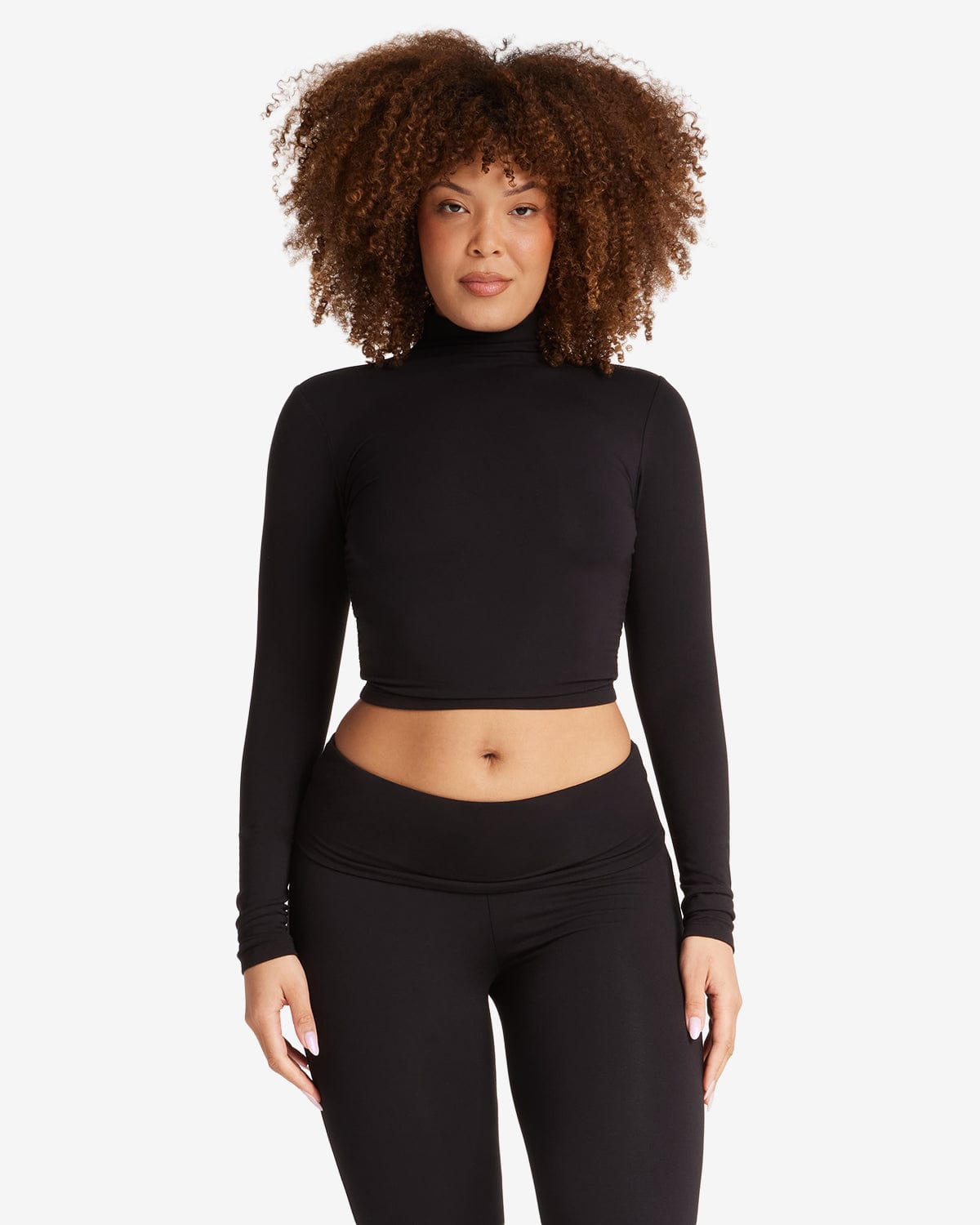 Long Sleeve Turtle Neck Top | Black