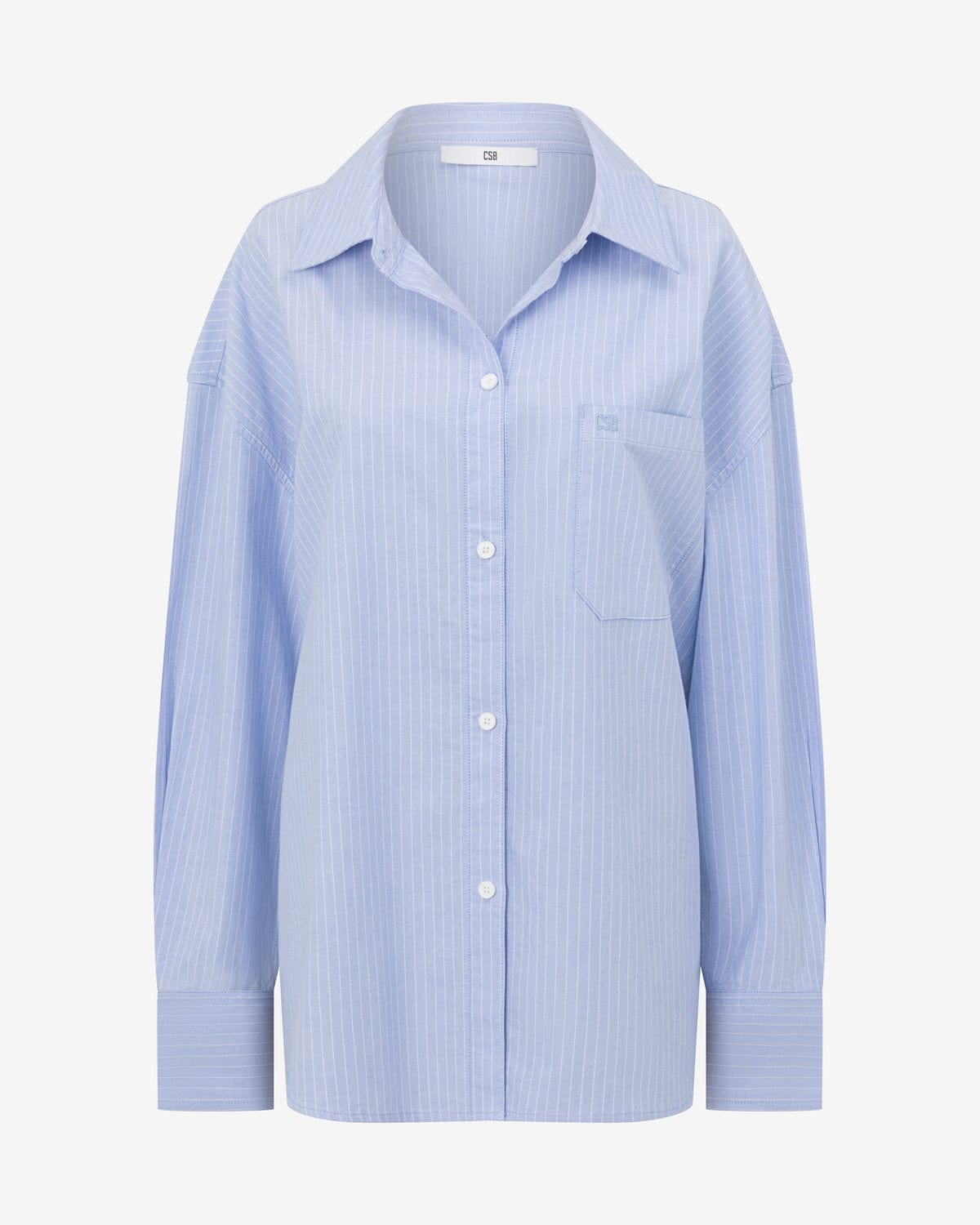 Stripe Oversized Button Up Shirt | Dusty Blue