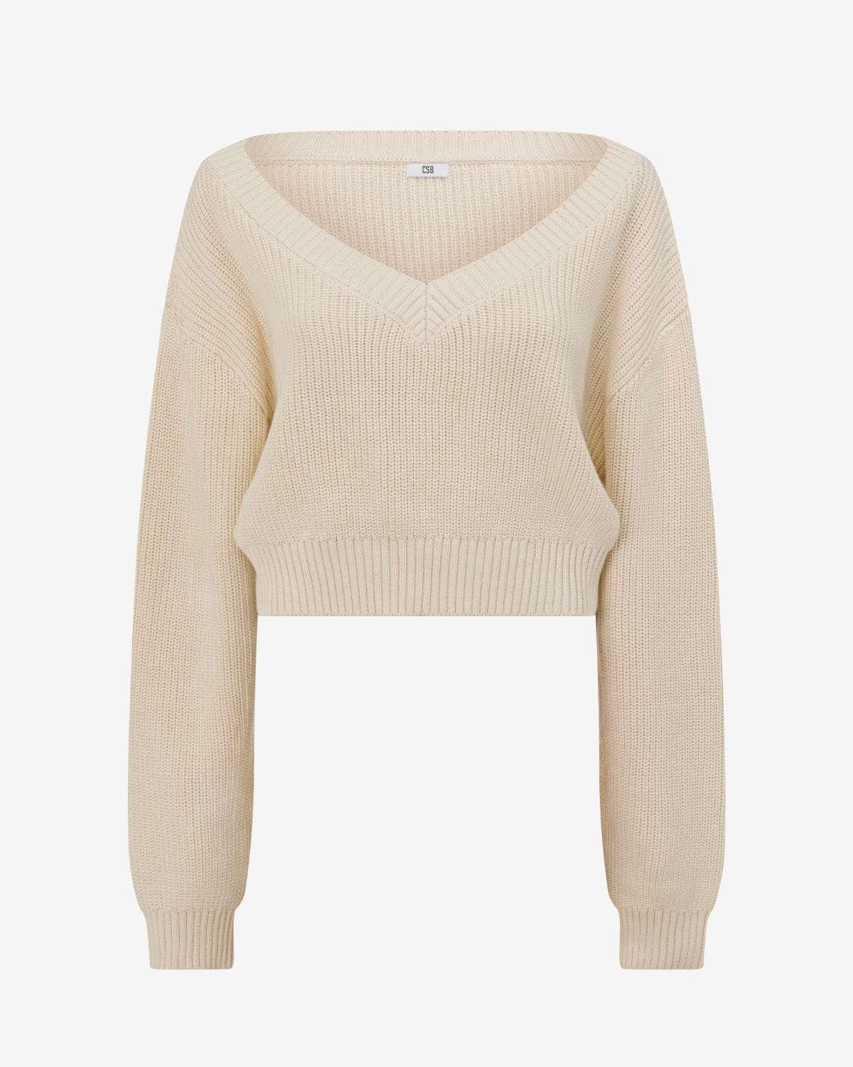 Cropped Off Shoulder Knit Jumper | Vanilla