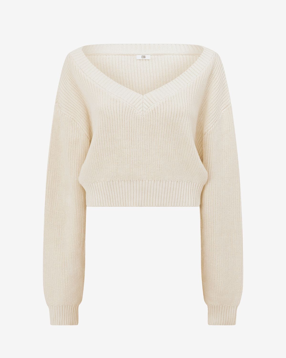 Cropped Off Shoulder Knit Jumper | Vanilla