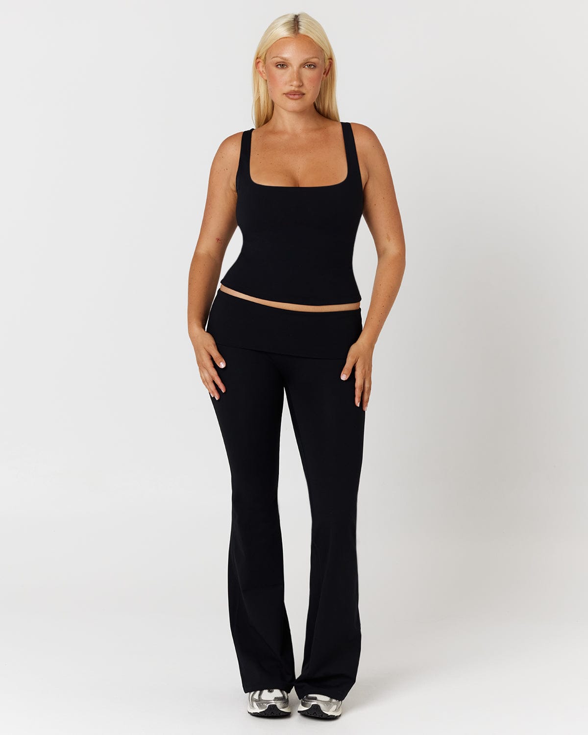Form Invisible Scrunch Flare Fold Over Leggings | Black