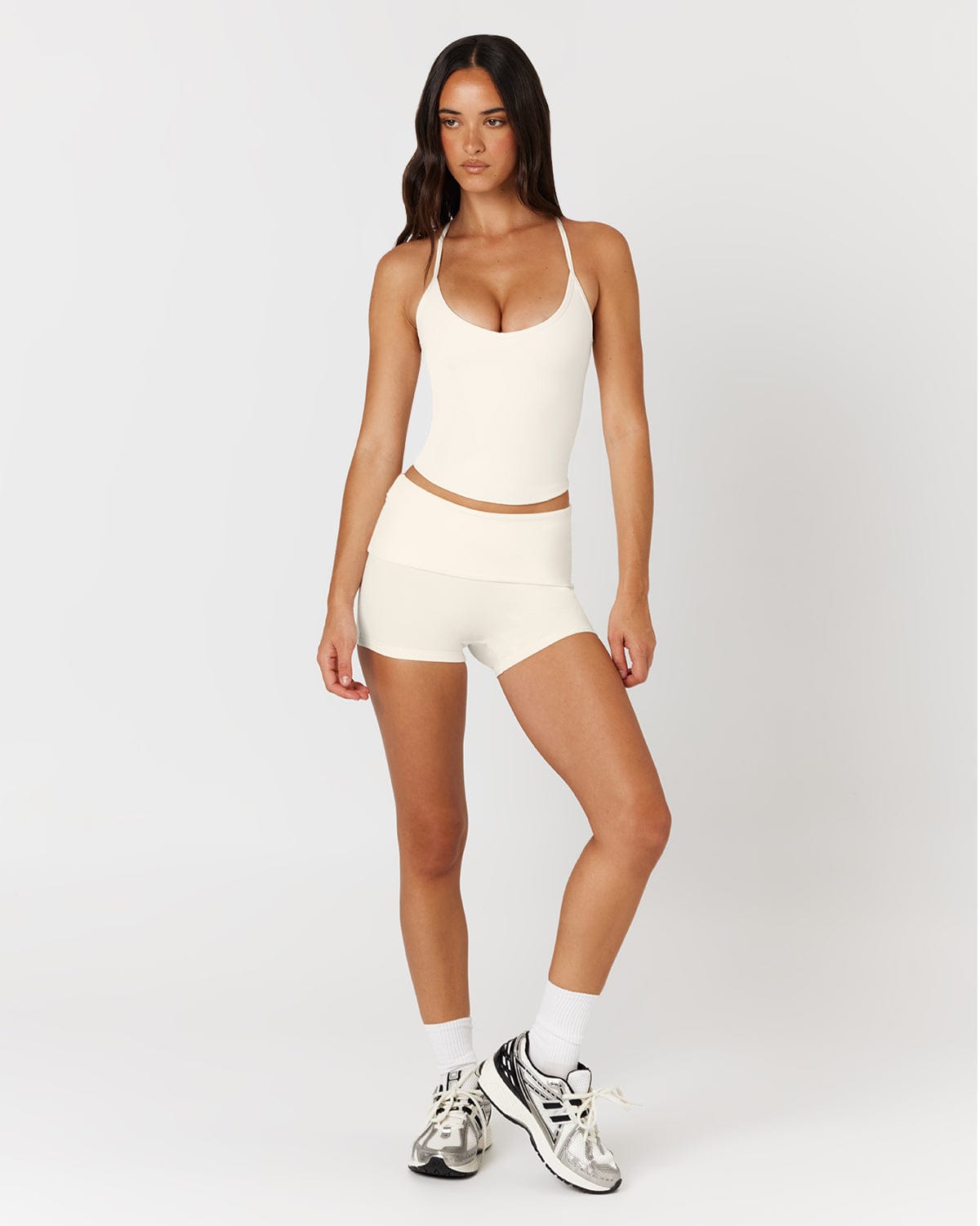 Foldover Yoga Shorts | Milk