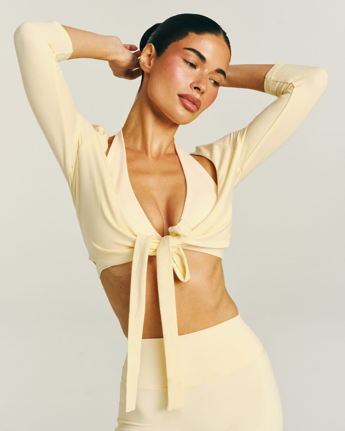Ballet Wrap Cropped Top 3/4 Sleeve | Butter