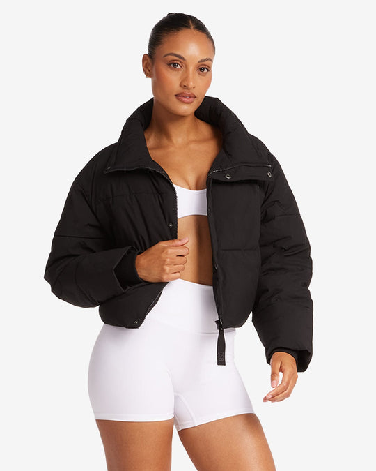 Cropped Puffer Jacket | Black