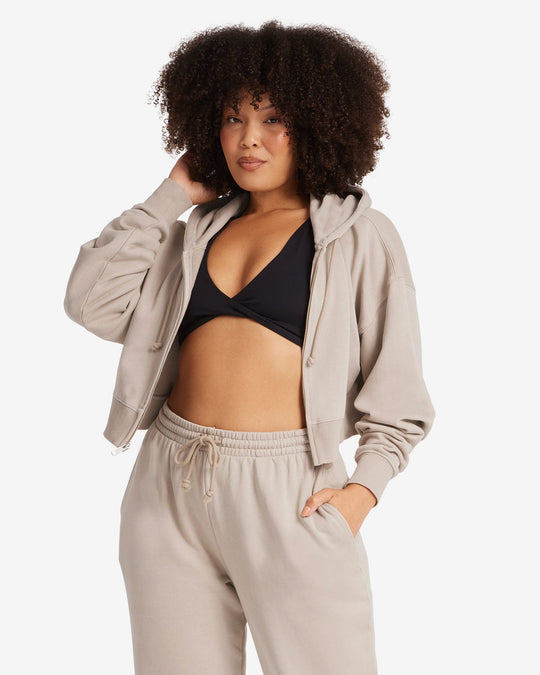 Cropped Boyfriend Zip Hoodie | Fawn