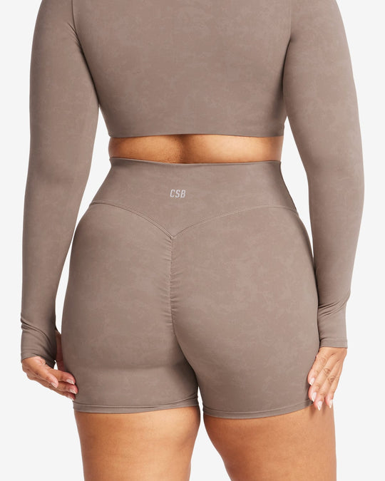 Fade Scrunch Shorts 5" | Mocha