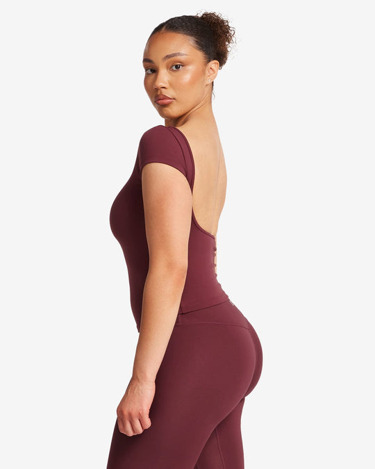 Open Back Tee | Burgundy