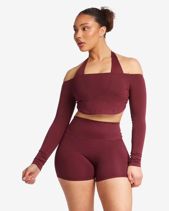 Open Back Long Sleeve Top | Burgundy