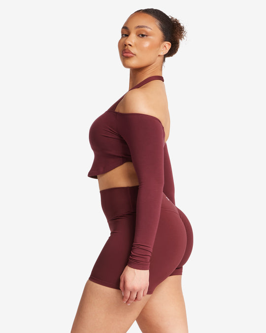 Open Back Long Sleeve Top | Burgundy