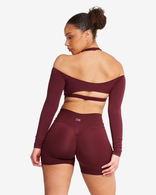 Open Back Long Sleeve Top | Burgundy