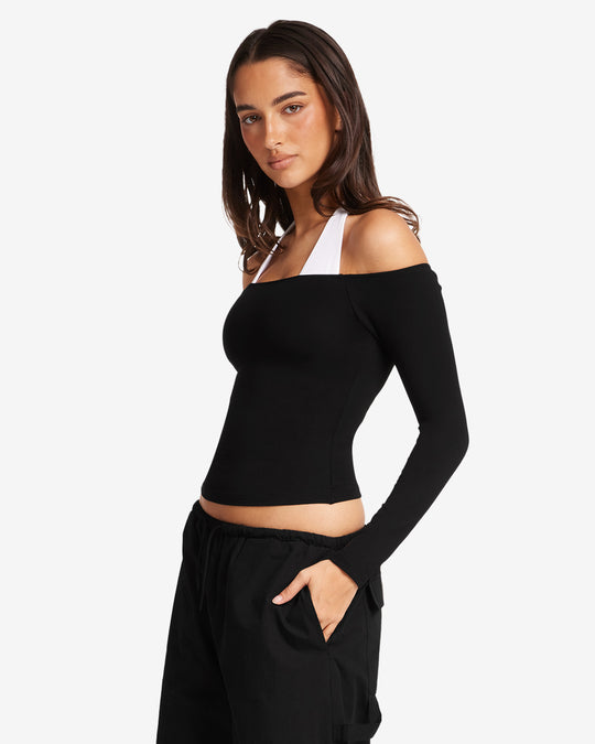 Off Shoulder Leisure Top | Black