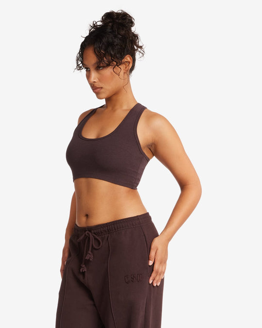 Rib Cropped Tank | Espresso