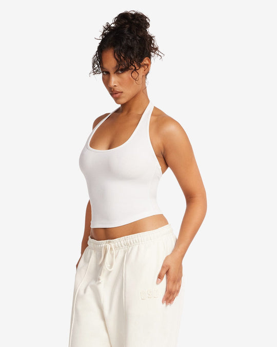 Rib Halter Tank | White