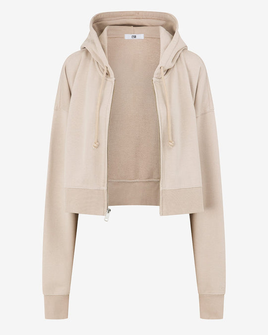 Cropped Boyfriend Zip Hoodie | Fawn