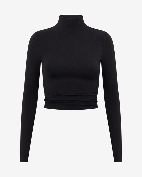 IM Long Sleeve Turtle Neck Top Black Crop Shop Boutique