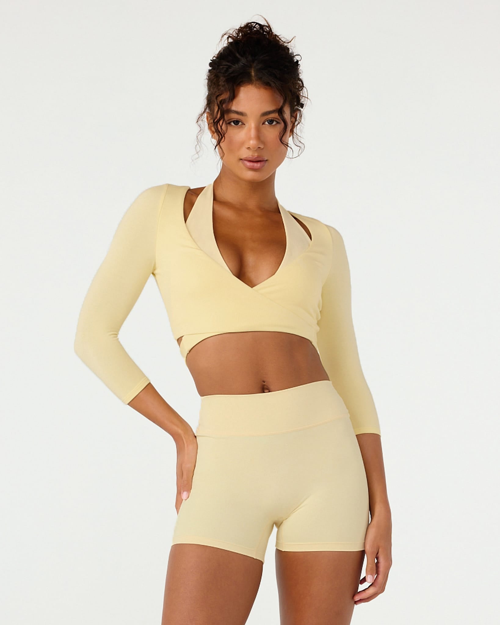 Ballet Wrap Cropped Top 3/4 Sleeve | Butter