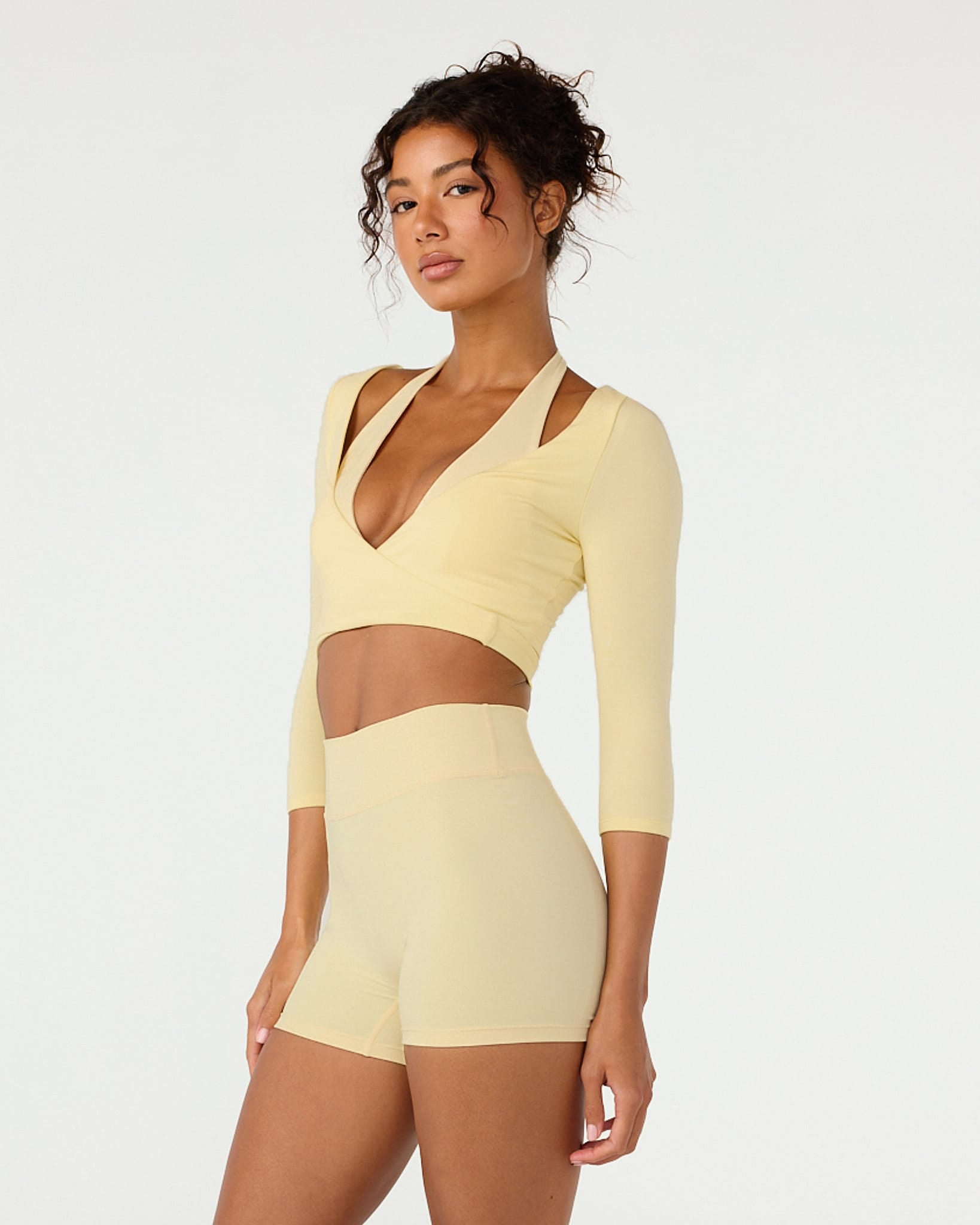 Ballet Wrap Cropped Top 3/4 Sleeve | Butter
