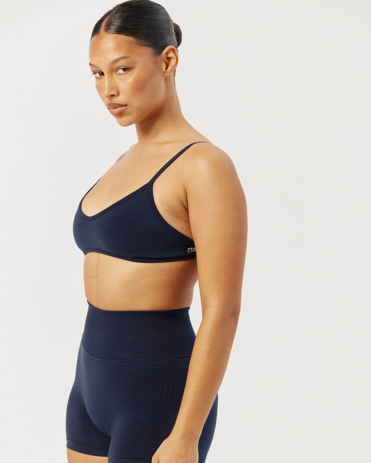 Seamless V Neck Crop | Navy