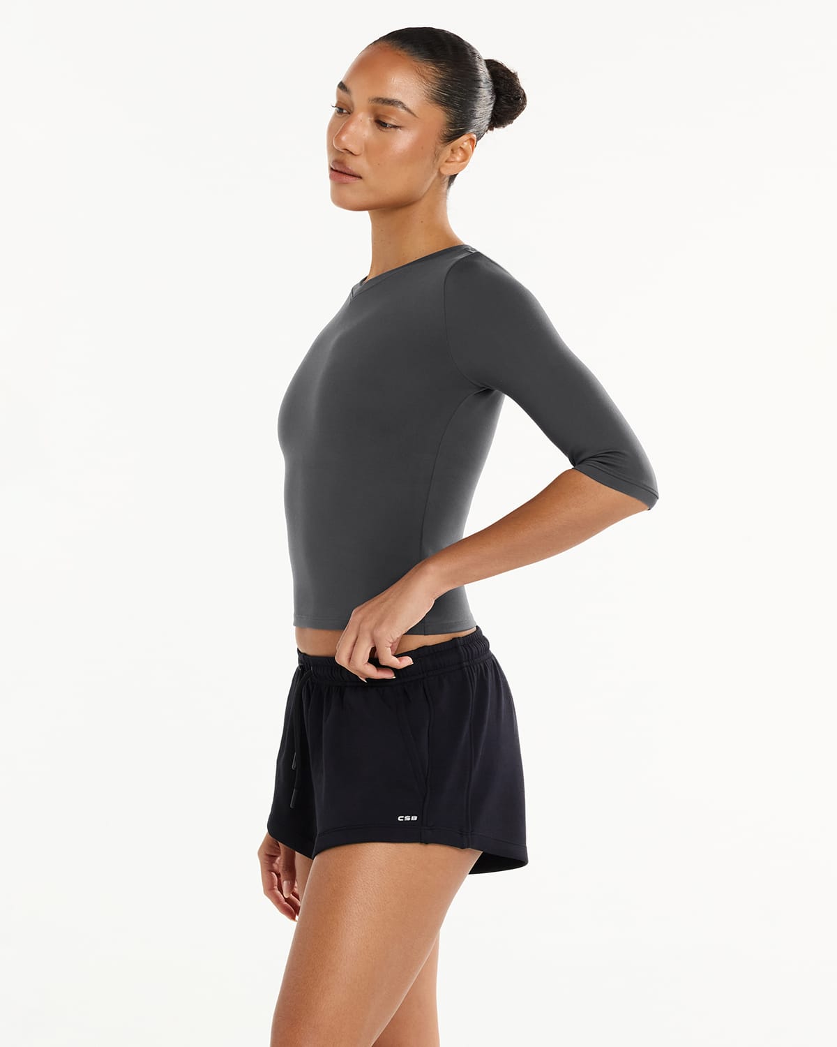 Serenity Soft 3/4 Sleeve Top | Shadow