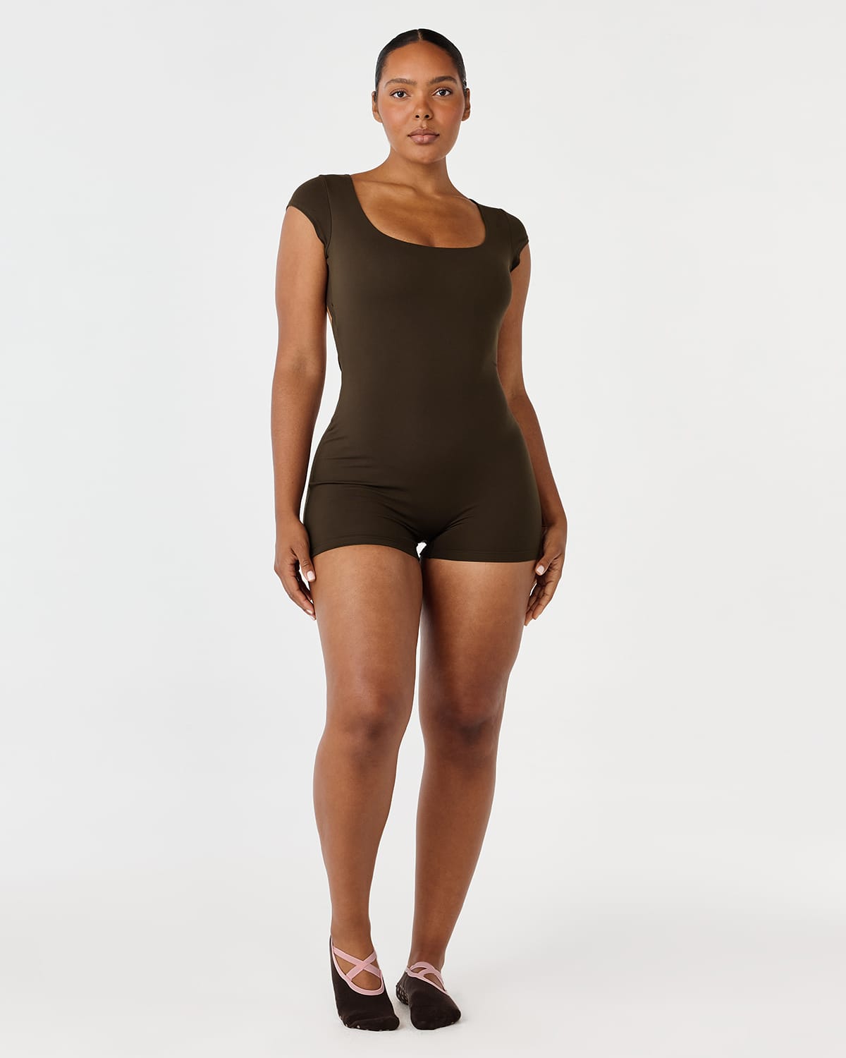Form Capped Sleeve Playsuit | Dark Chocolate
