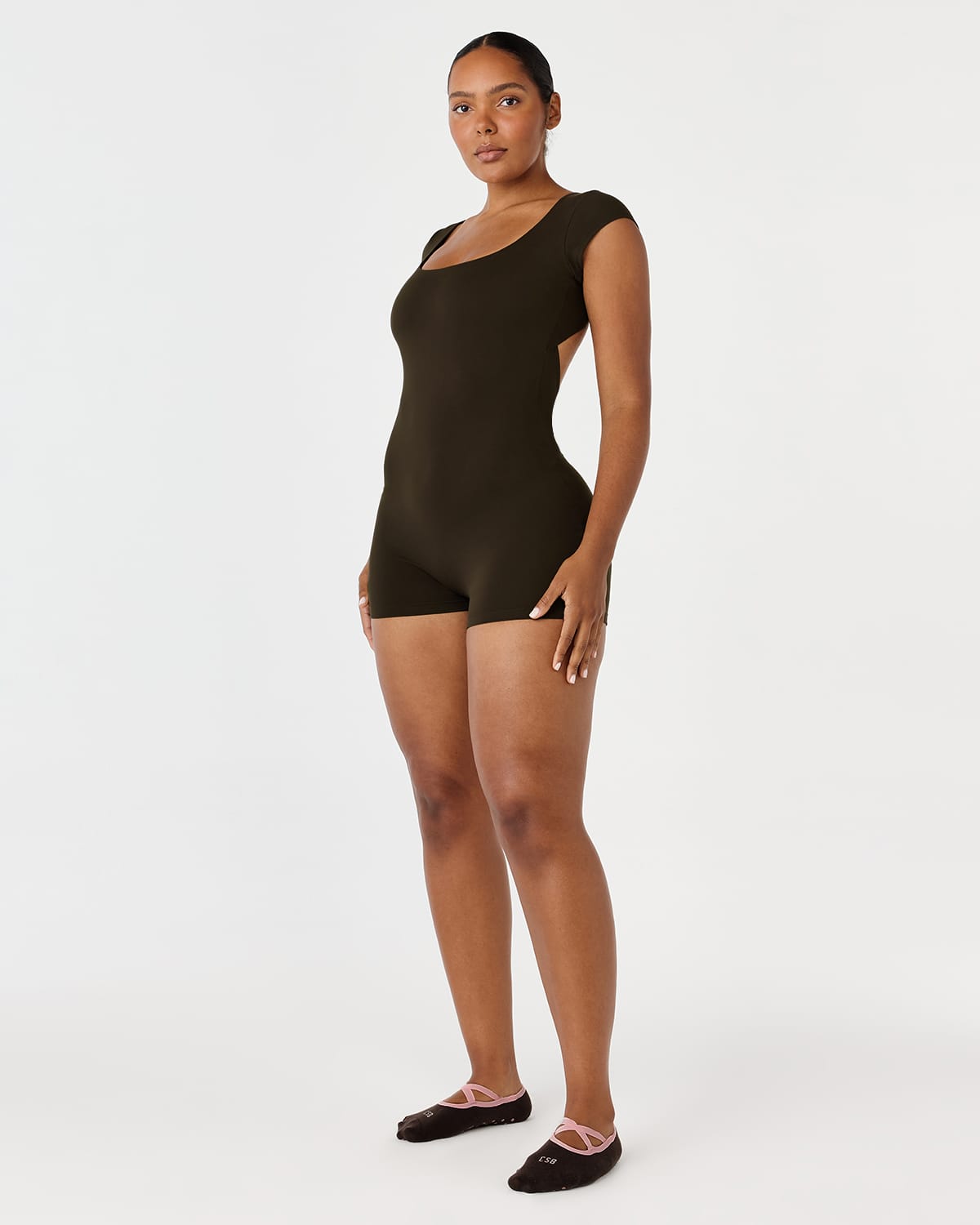 Form Capped Sleeve Playsuit | Dark Chocolate